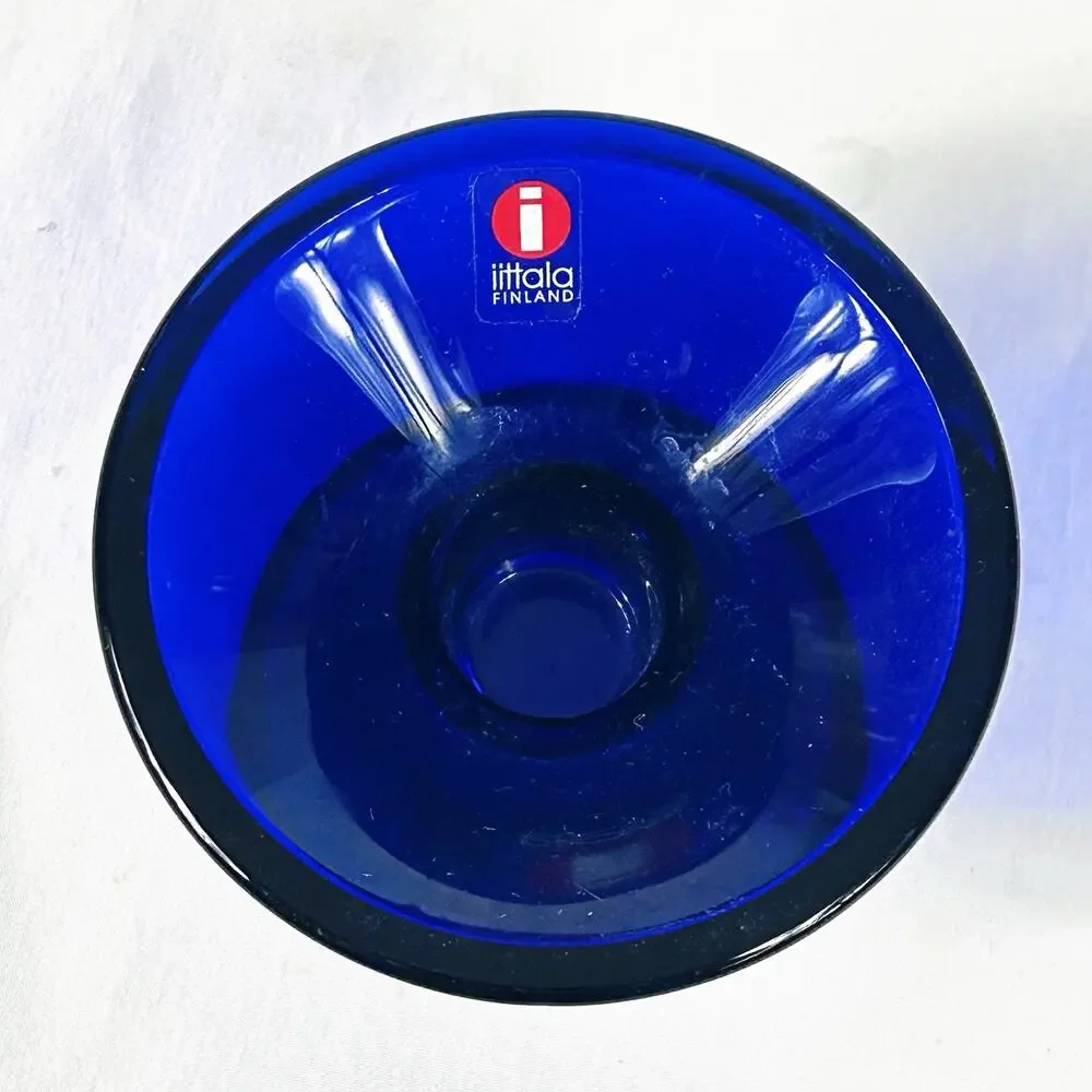Pair of iittala Kartio Cobalt Blue Candle Holders Finland in Original Box - Picture 3 of 8